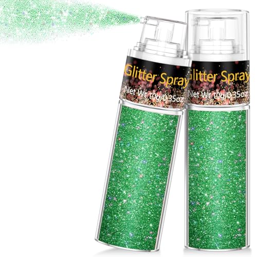 Hair and Body Glitter Spray 1PC St Patricks Day Glitter Hairspray Dry Powder Makeup for Clothes Festival Rave Prom Loose Sparkle Powder Holographic Ultra Fine Resin Glitters for Crafts (1PC Green)