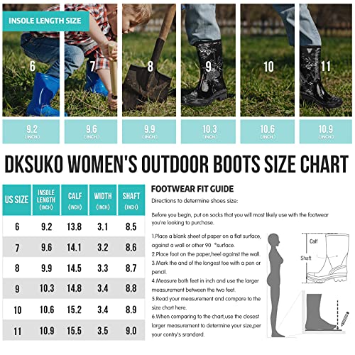 Dksuko Waterproof Womens Rain Boots Insulated,Lightweight Rubber Fashion Wellies In Gardening,Warm And Comfortable Wide Calf Rain Boots With Glossy In Outdoor(Leaves,8) #TOP5