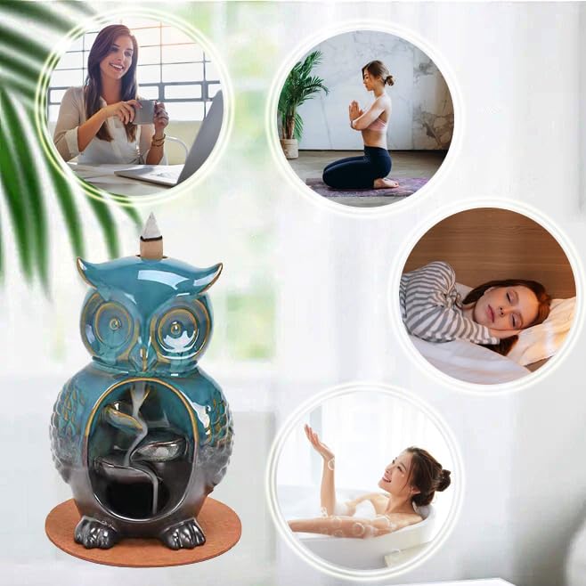 Amazon.com: Cute Owl Animal Waterfall Backflow Incense Holder for