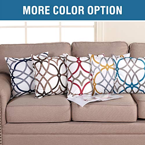 H.versailtex Original Velvet Cushion Covers 18X18 Throw Pillow Covers For Living Room (Set Of 2) Luxury Solid Modern Decorative Pillows For Chair/Sofa/Couch Bed, Dark Denim And Grey Geo Pattern #TOP6