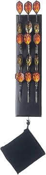 Solid Wood Wall Mounted Dart Holder/Stand/Caddy Display, Holds 15 Steel/Soft Tip Dart, Solid Wooden Rack with Accessory Storage Bag, Game Room, Man Cave, Home Bar Decor Black