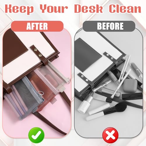 3 Pcs Mesh Makeup Brush Bag, Nylon Mesh Zipper Pouch Bags Portable Mesh Zipper Pouch Bags Mesh Makeup Bags with Zipper Mesh Makeup Brush Pouch for Travel Office Home Accessories4