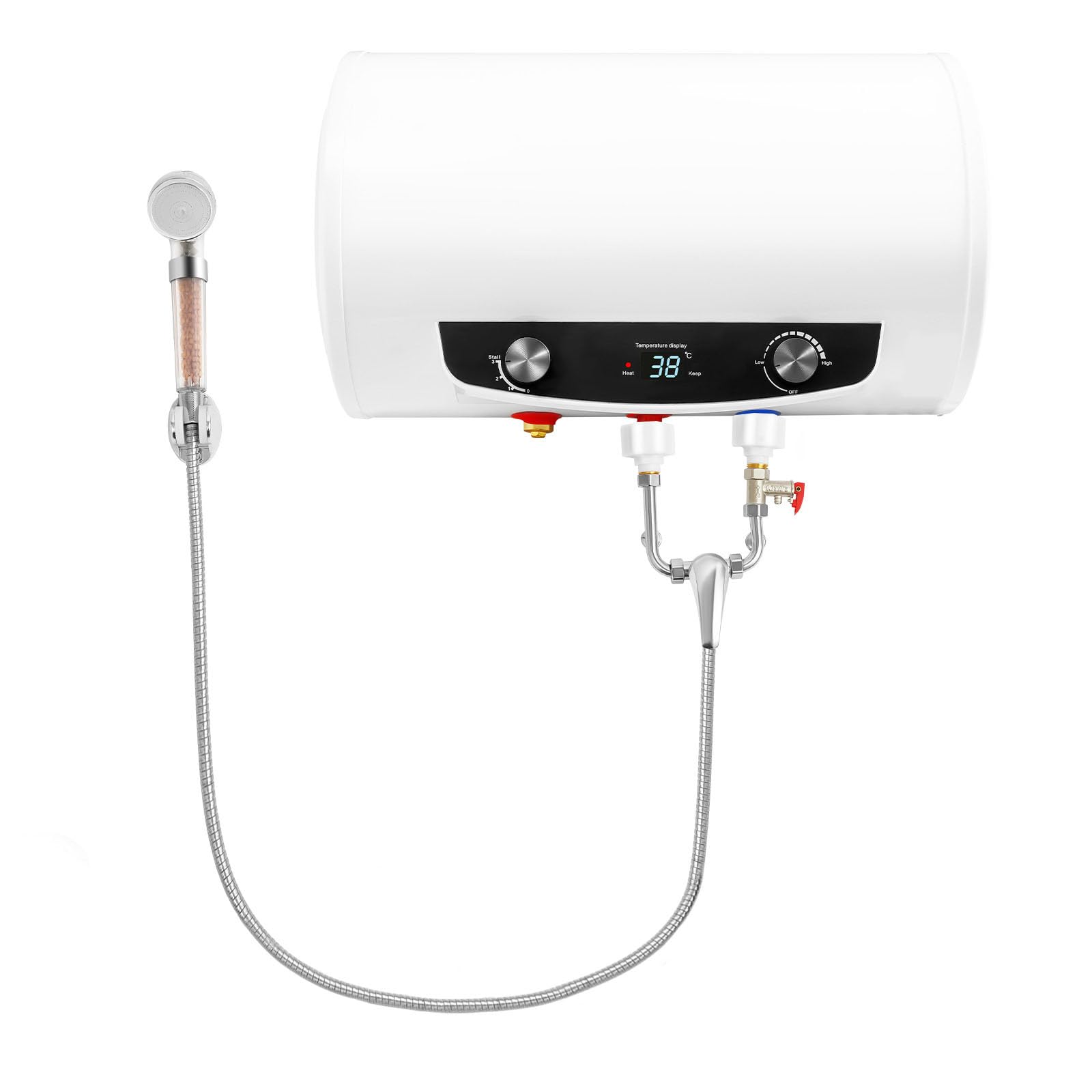 Scaldabagno elettrico da 35 l, 2000 W, montaggio a parete, antiruggine, livello di impermeabilità IPX4 e temperatura regolabile da 25 a 75 °C
