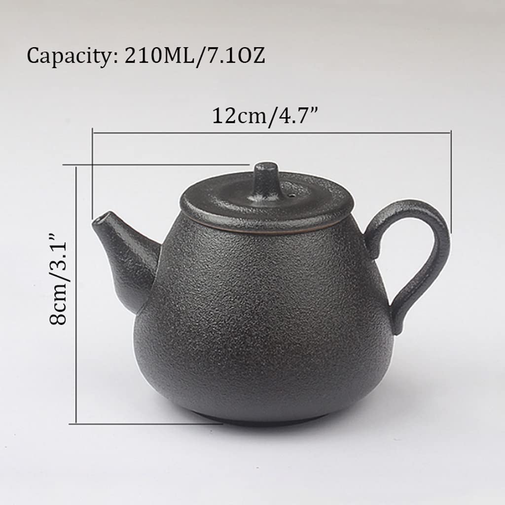 Hervidor Para Estufa 210 Ml Tetera De Estilo Japonés Tetera De Cerámica Tetera Para El Hogar Juego De Té De Kung Fu De Cerámica Negra Olla Individual Para Acampar Olla Retro Suministros De Cocina Tet