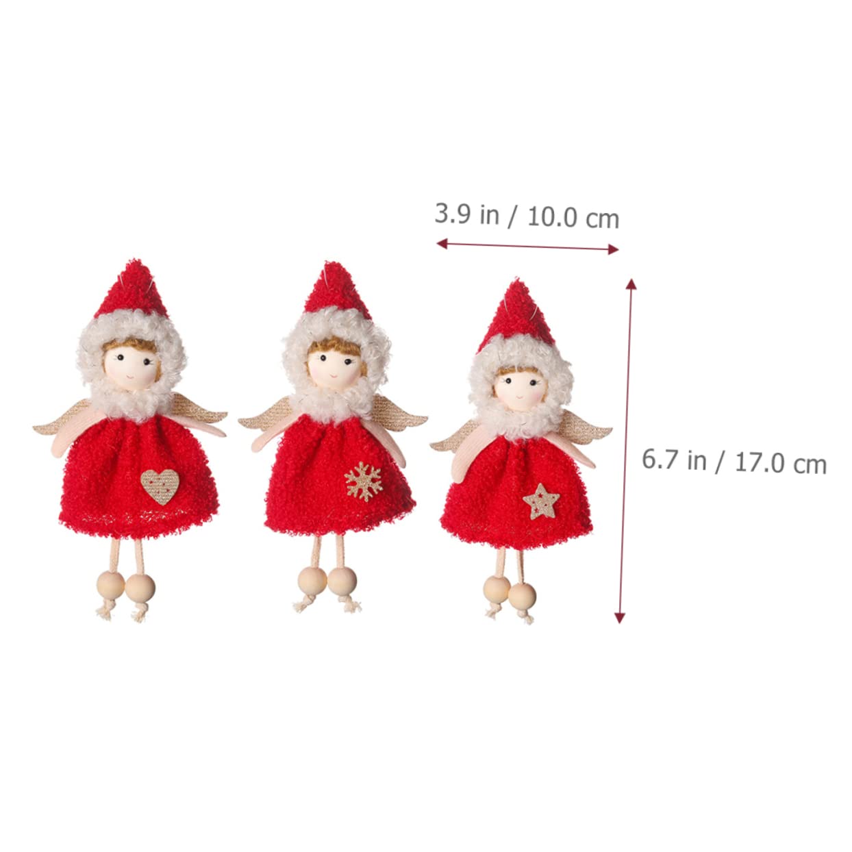PRETYZOOM 4 Set Fascino Bambola Angelo Angeli Natalizi Angioletti Natalizi Arredamento Casa Fata Ornamento Dell'albero Di Natale Ornamento Da Appendere Per Natale Stoffa Rosso 3 Pezzi * 4