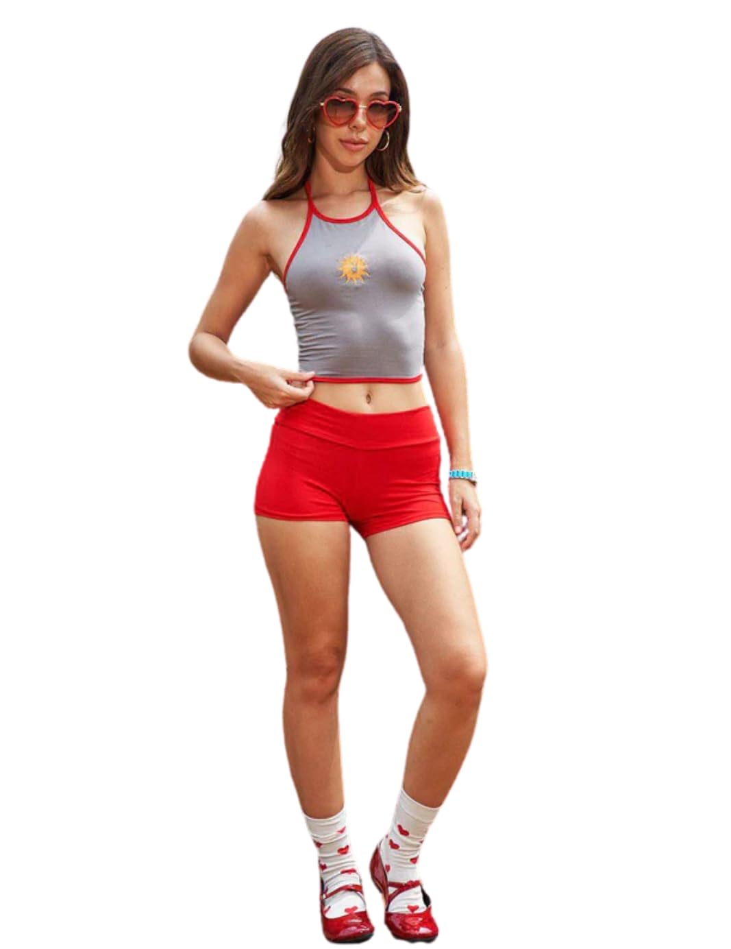 Bonkers Corner Summer Playboy Halter Neck Crop Top in neutral