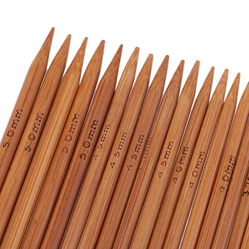 Image of Whitleys 55 Pieces 11 Sizes 13cm Double Pointed Carbonized Smooth Bamboo Knitting Needles