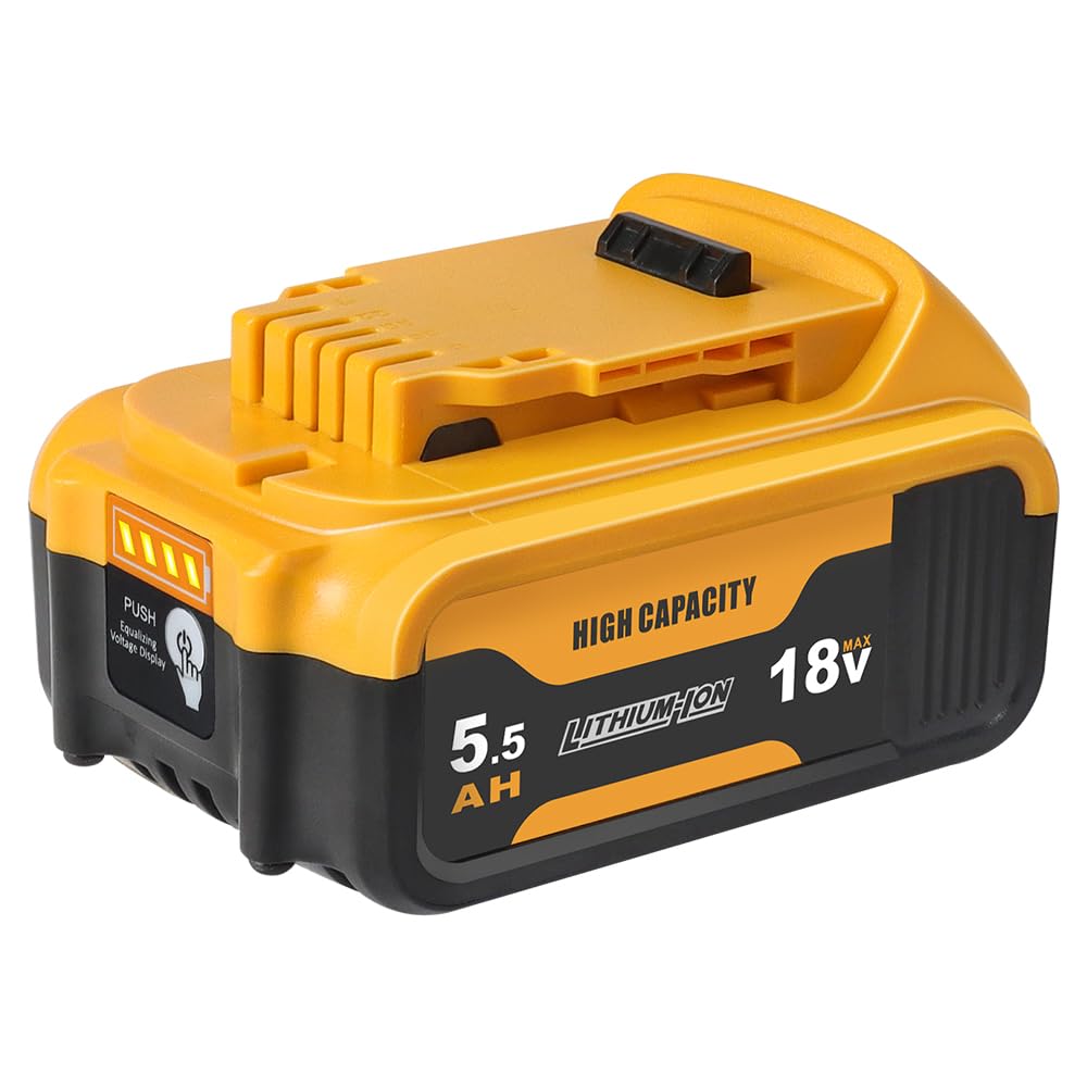 18V 5.5Ah DCB184 Lithium-Ion Replacement Battery for Dewalt 18V XR Power Tools compatible with DCB180 DCB182 DCB183 DCB200 DCB201