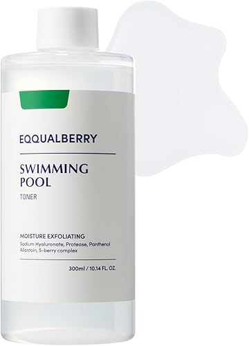 EQQUALBERRY Tónico de Piscina - Tónico coreano para exfoliación diaria e hidratación profunda con enzima natural proteasa y ácido hialurónico, para