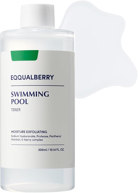 Tônico facial EQQUALBERRY Swimming Pool com enzima protease e ácido hialurônico, 300 mL