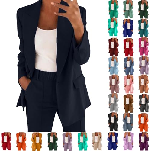 Blazer Sets Women 2 Piece Outfits Business Suit Casual Plus Size Pant Suits Wide Leg Pants Office Work Clothes 2025