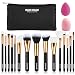 BABI BEAR 15 PCs Makeup Brushes Set Premium Synthetic Kabuki Foundation Brush Professional Wooden Handle Makeup Brush with Makeup Sponge Brush Cleaner and Travel Makeup Bag (15+3pcs,Rose Gold)