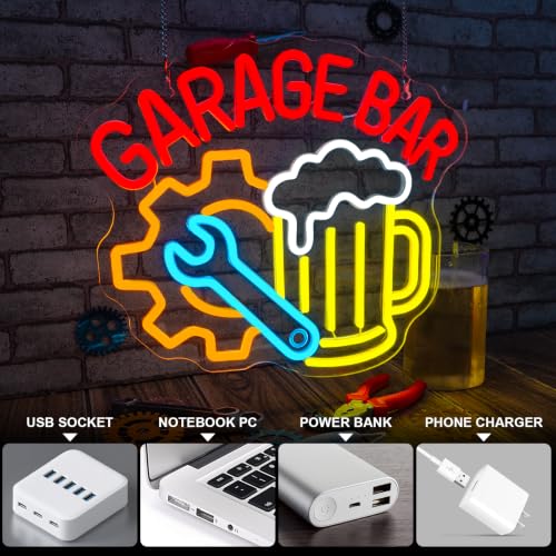 Image of Garage Bar Neon Sign Neon Beer Sign LED Wall Decor for Man Cave & Workshop
