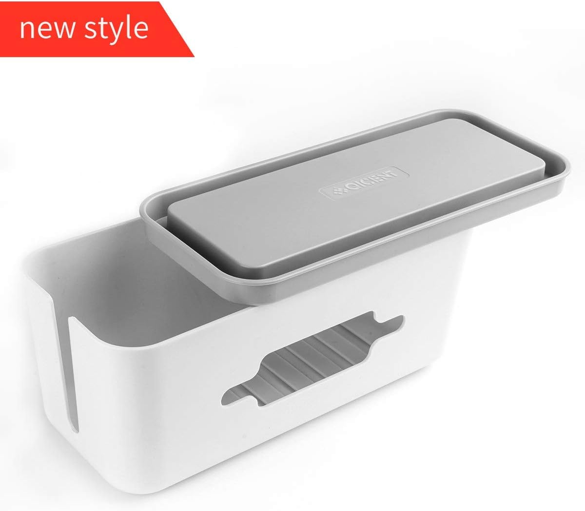 Qicent Cable Box Tidy, Cable Management Box [Bigger ONE] for Organising Extension Lead, Cable