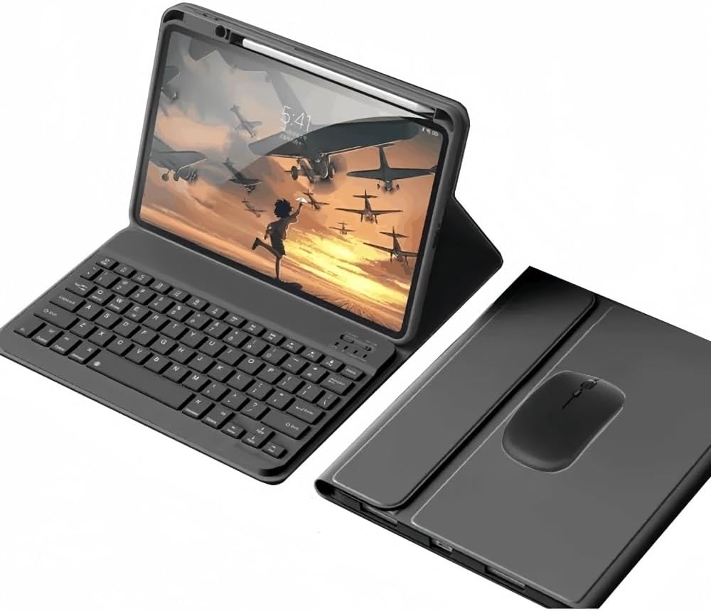 Keyboard Case Mouse Compatible with iPad Pro 13 inch (M4) 2024 Detachable Cute Color Keyboard Case Support Pencil Charging,Black 2024 iPadPro13" Black