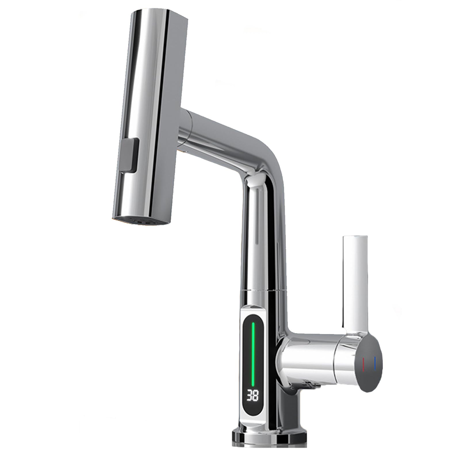 ZBBDFAZD 360° Swivel Bathroom Faucet, Stainless Steel Sink Mixer Tap with Pull-Down Sprayer, Hot & Cold Water, Modern Black Finish for Stylish Bathroom Upgrade