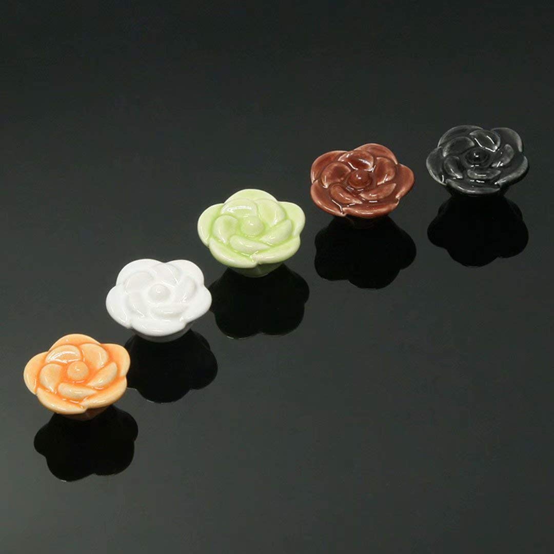 Klamki do drzwi, ceramiczne klamki do drzwi, uchwyt do szafki, ceramiczne drzwi do szafy ciągnie klamki do drzwi szuflady szafki, 10 szt (Color : Oranje, Size : Style B)