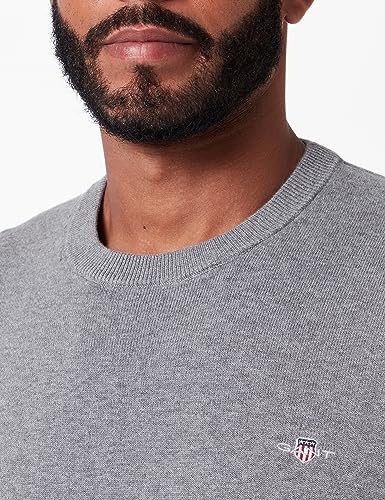 Gant Collo A C In Cotone Classico Maglione, Grigio Melange092, L Uomo - 2