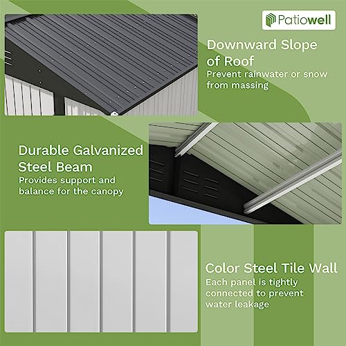 Image of Patiowell Outdoor Storage Shed 8x6 FT, Garden Tool Storage Shed with Sloping Roof and Double Lockable Door, Outdoor Shed for Backyard Garden Patio Lawn, White