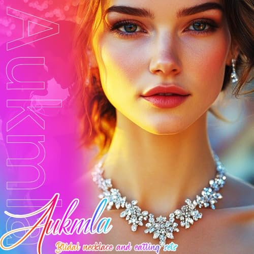 Aukmla Rhinestones Bridal Jewelry Set Silver Sparkly Bride Wedding Necklace Earrings Bracelet Sets Prom Jewelry for Women3