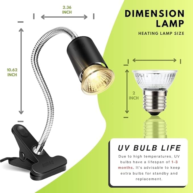 Pets E27 Base Reptile Heat Lamp, 25W UVA | UVB Turtle Basking Light with Holder & 1 Bulb Full Spectrum Sun Lamp, Terrarium BULB UV Light For Turtle, Amphibious, Aquarium Tank, Reptiles