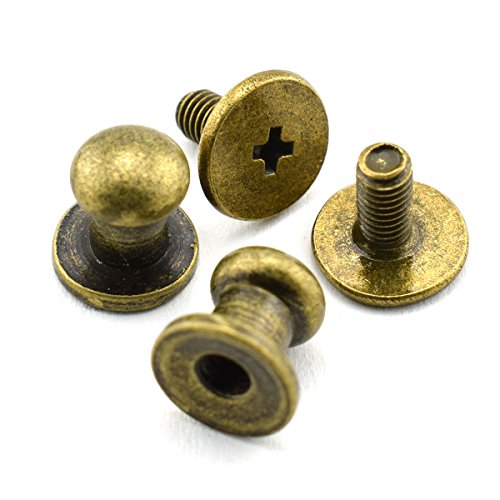 Lq Industrial 12 Pack Bronze Round Phillips Head Button Stud Screws 6X8X8Mm Chicago Screws Nail Rivet For Diy Leather Craft #TOP1