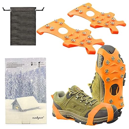 ZUXNZUX Crampons, Ice Cleats for Shoes and Boots, Silicone Stainless Steel Grippers Shoe Spikes Grips Traction for Ice Snow, Winter Hiking Climbing Ice Fishing