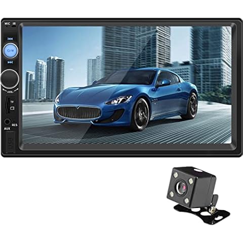 Double Din Car Stereo with 7 Inch HD Touchscreen Bluetooth Auto Radio Support Mirror Link Wireless Remote Control Steering Wheel Control FM USB TF Aux-in RCA Cover