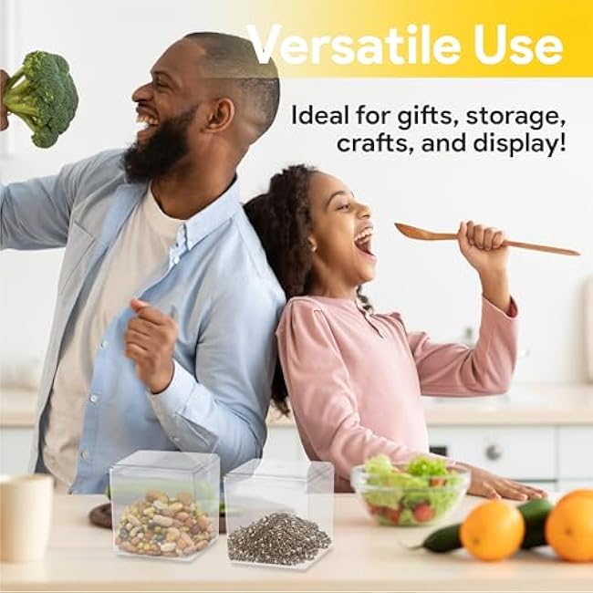 Hammont Acrylic Box - Party Favor Gift Boxes - Clear Cube with Rounded Edges for Gifts, Weddings, Treats, Candies & Accessories - Square Home Storage Boxes | 3¡±x3¡±x3 (12 Pack)