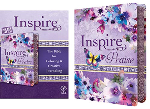 Tyndale NLT Inspire PRAISE Bible (LeatherLike, Purple Garden): Coloring Bibleâ€“Over 500 Illustrations to Color and Creative Journaling Bible Space, Religious Gifts That Inspire Connection with God