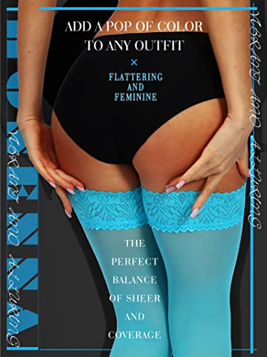 Image of HONENNA Semi Sheer Stay Up Lingerie Thigh High Stockings Lace Top Size A-F