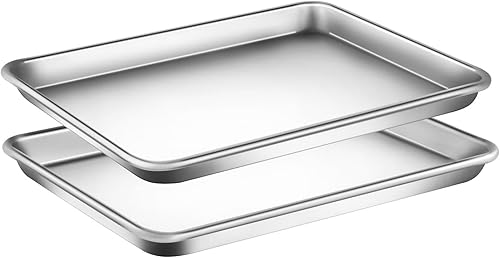 NutriChef Hojas antiadherentes para hornear, bandeja de aluminio para hornear, bandejas antiadherentes para hornear de cocina de calidad profesional