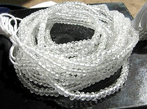 LKBEADS White az Micro Faceted Rondelles 14 Inches Strand. strand 3.5mm