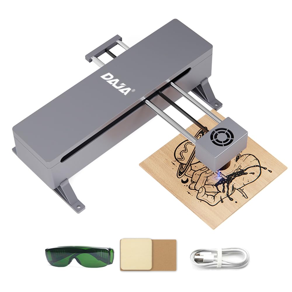 Irovami DAJA DJ7 Engraver 5W Semiconductor Desktop Marking Machine with 150x150mm Work Area 0.01 Engraving Accuracy Eye Protective Shield Multifunctional Ports Suitable for Wood Metal EU Plug