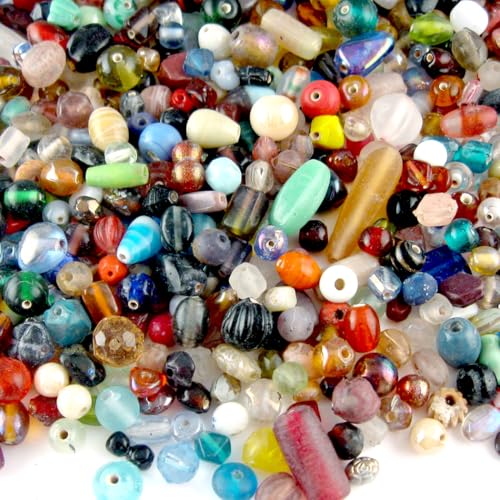 The Crafts Outlet 4-oz=112-g Bulk Assorted Shapes and Sizes 6-12mm Glass Beads Mixed