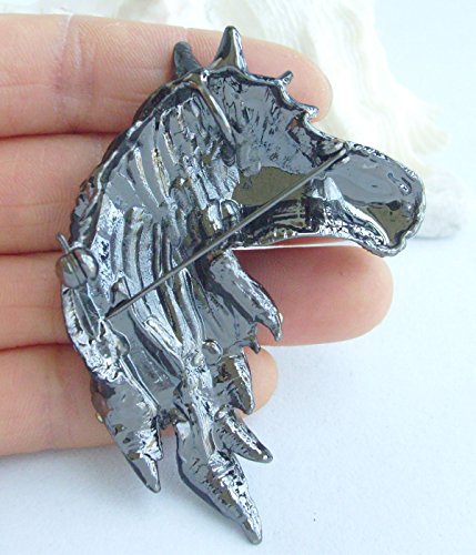 Image of Art Style 2.76 inch Horse Brooch Pin Pendant Rhinestone Crystal BZ6535