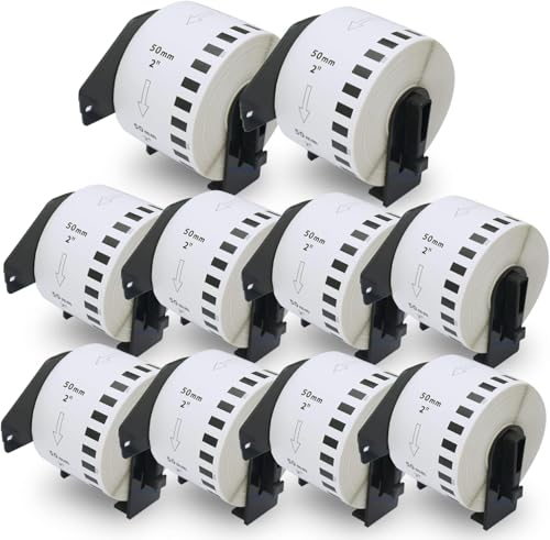 10 Rolls Compatible DK22205 62 mm x 30.48 m Continuous Labels Replacement for DK-22205 Work with QL-500/QL-550/QL-570/QL-580N/QL-650TD/QL-700/QL-710W/QL-800/QL-810W QQL-105.