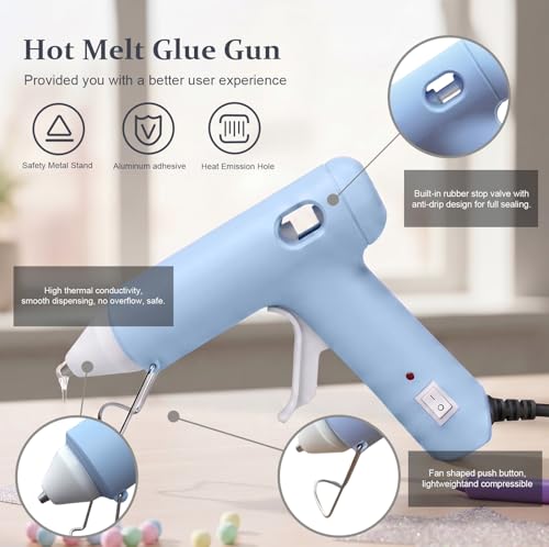 Image of Mini Hot Glue Gun Kit with 40 Glue Sticks - 20W Fast Preheating, Hot Glue Gun and Sticks Set for DIY Arts, School Crafts and Quick Home Repairs - Blue