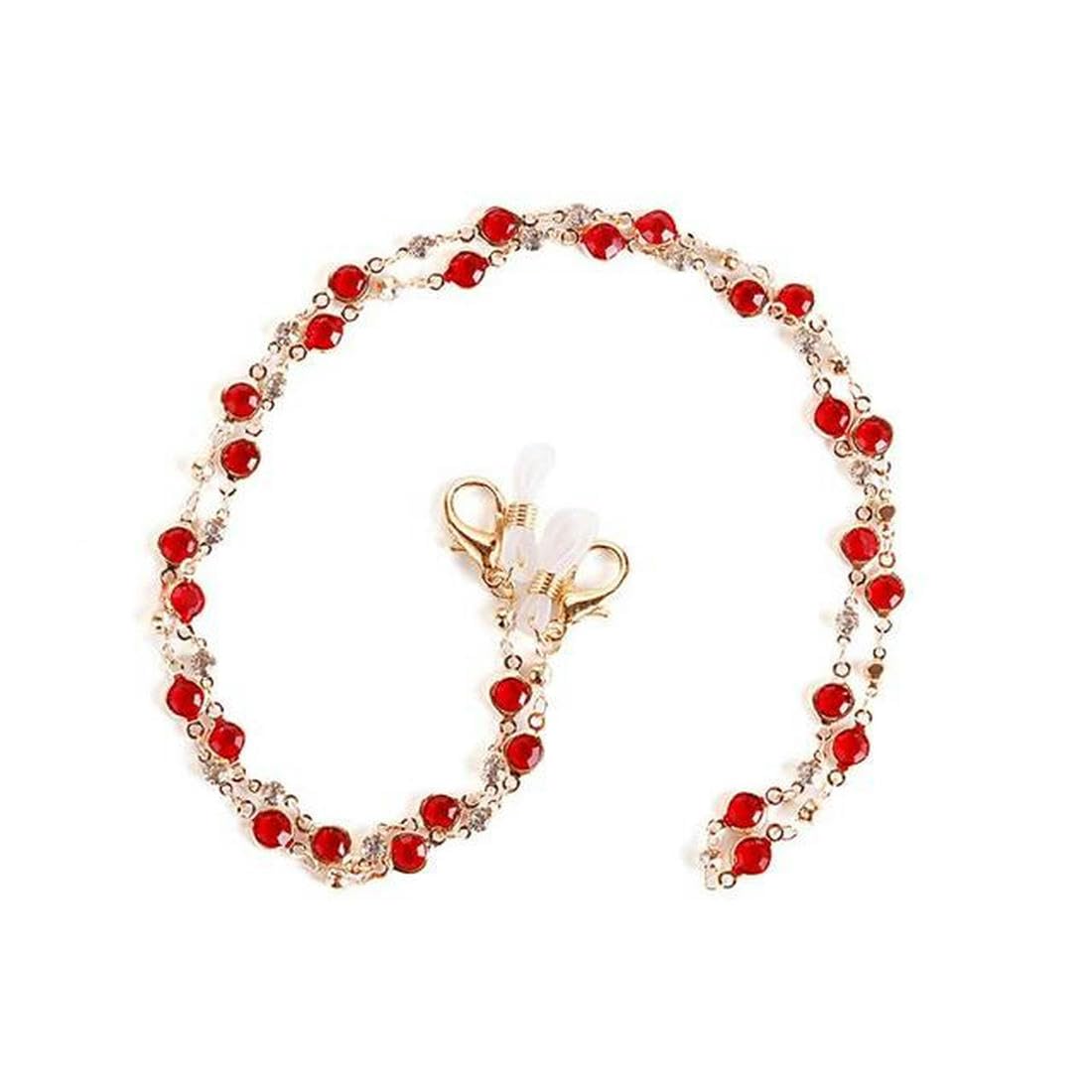 QQLADYCadena de gafas de cristal bohemio para mujer, máscara con cuentas de corazón y perlas, cuerda colgante, accesorios para gafas, cadena para máscara, gafas de sol, cadena de cuerda