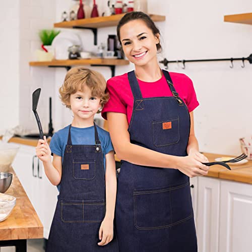 Lazynice Adjustable Unisex Kids Jeans Apron For Boys, Girls Apron Chef Cotton Denim Apron With 3 Pockets Kitchen Cooking Baking Wear, Gardening,Painting, Bbq, Art,Diy,Drawing #TOP4
