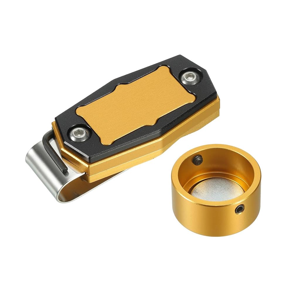 TopHomer Round Gold Black, Round Mini Portable Magnetic Billiard Chalk Case, Fixed Clip Cue Chalk Box Holder, Suitable for Pool, Sports Enthusiasts