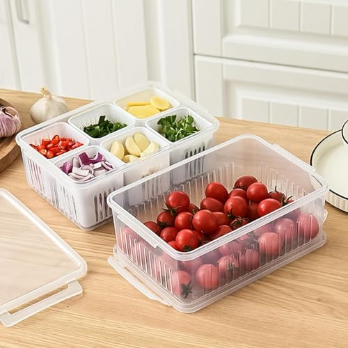 Image of TASMAX Fridge Storage Boxes, Plastic Fridge Containers, Fridge Accessories Items, (Fridge Storage 6GRID)