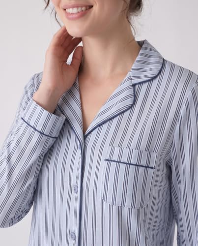 Image of Laura Ashley Women's Plush Knit Pajamas 2 Piece Ultra Soft Brushed Long Sleeve Button Down Top and Pants Sleepwear Set