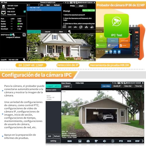 Henkion IPC-H12-MOVTADHSEF CCTV-Kameratester 8-Zoll-IPS-Touchscreen-Monitor CCTV-Tester unterstützt 8K IPC-Test und 4K TVI CVI AHD SDI-Kameratests SFP DMM OPM TDR POE HDMI VGA WiFi RS485