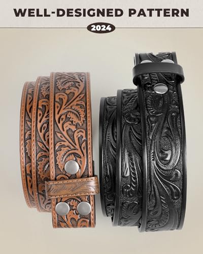 Image of BELTROAD Western Leather Belt Strap for Men Women Cowboy Cowgirl Leather Mens Belts for Jeans Birthday Christmas Belt Gifts