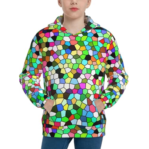 Colorful Tie Dye Stained Glass Kid Hoodies Boys Sweatshirts Girls Pullover with Pocket
