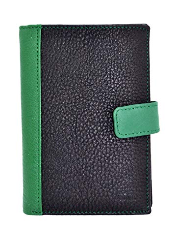 Fancil Cartera para Pasaporte Negro Negro/Verde