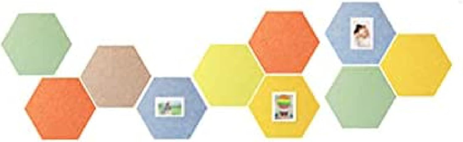 10Pcs Felt Notice Boards Colorful Creative Hexagonal Acoustic Panels Office Bedroom Decorative Wall Stickers Reusable Felt Board,#5,Collector88