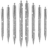 Jeyiour 8 Pcs Rhinestone Pen Bling Diamond Wedding Rhinestones Silver Metal Ballpoint Pen Fancy Sparkly Crystal Retractable Black Ink Pencil for Women Office Birthday 0.7mm(Silver)