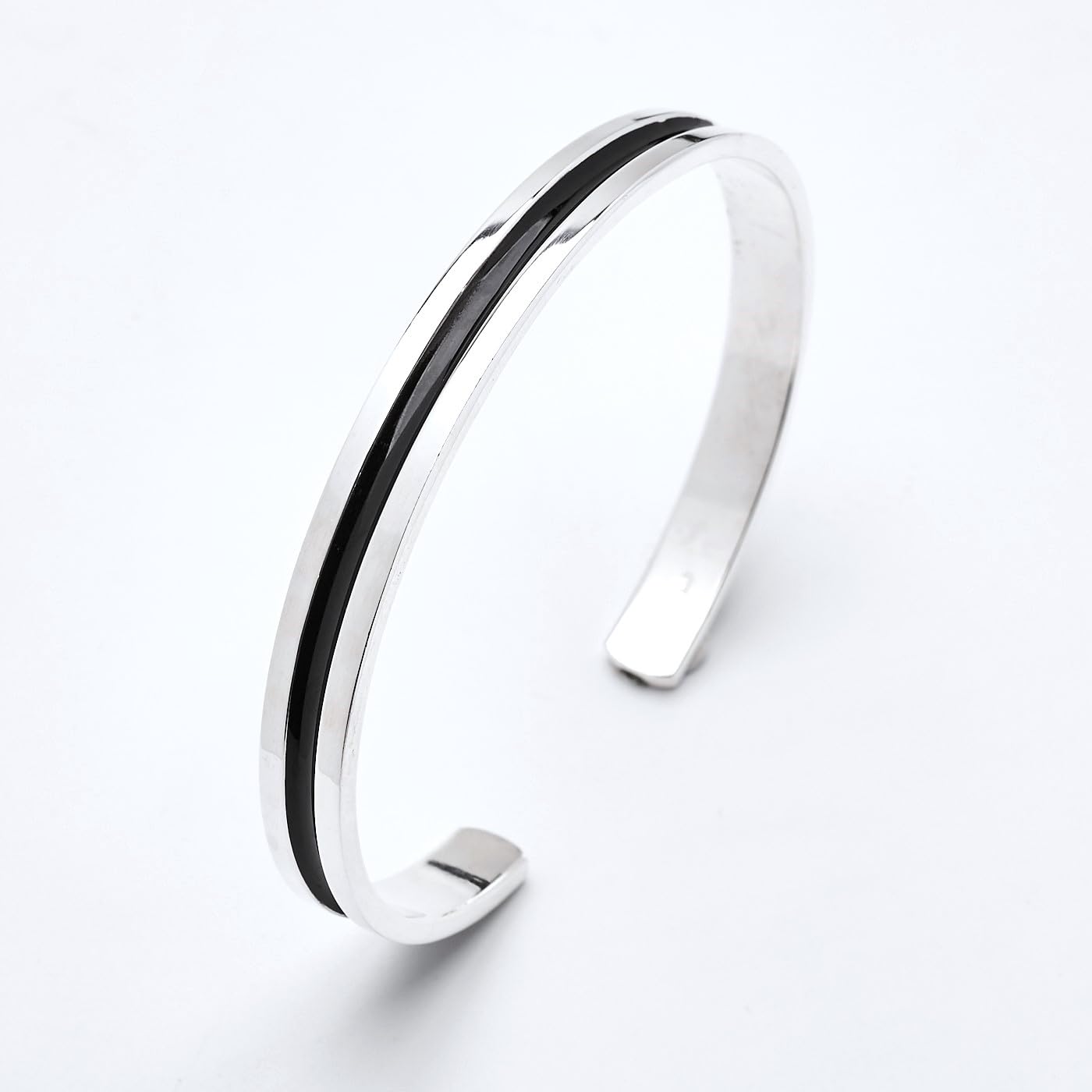 TreasureBayHandmade - Brazalete de plata de ley 925 maciza para hombre, 7 mm, pulsera de plata de una sola línea para hombre